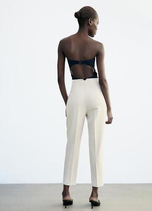 Брюки с высокой посадкой молочные zara 3
