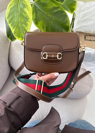 Сумочка крос боді g*/cci horsebit 1955 mini bag total brown soft