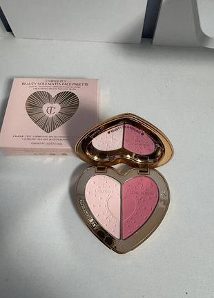 Лімітована палетка для обличчя charlotte tilbury beauty soulmates face palette (pillow talk flawless pink) 13 g
