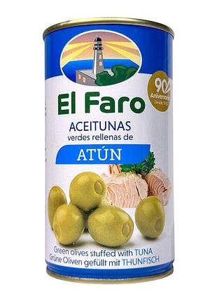 Оливки зеленые el faro фаршированные тунцом 350 г
