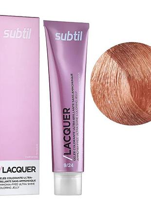 Безаммиачная гелевая краска subtil для волос lacquer 9.24 экстрасветлый блондин перламутрово-медный 60 мл