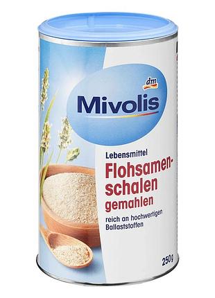 Измельченная молотая шелуха подорожника mivolis flohsamenschalen gemahlen, 250 гр, от dm
