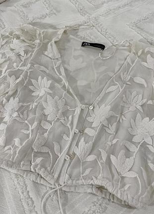 Блуза мережевна zara xs-s жіноча вкорочена