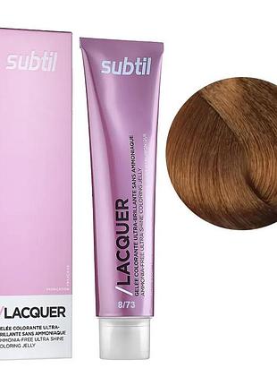 Безаммиачная гелевая краска subtil для волос lacquer 8.73 светлый каштановый блондин золотистый 60 мл