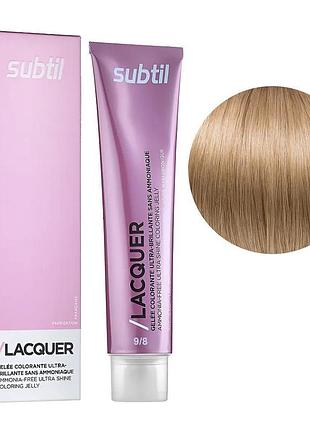 Безаммиачная гелевая краска subtil для волос lacquer 9.8 очень светлый бежевый блондин 60 мл