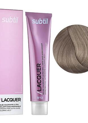 Безаммиачная гелевая краска subtil для волос lacquer 9.12 экстрасветлый блондин глубокий пепелисто-перламутровый 60 мл