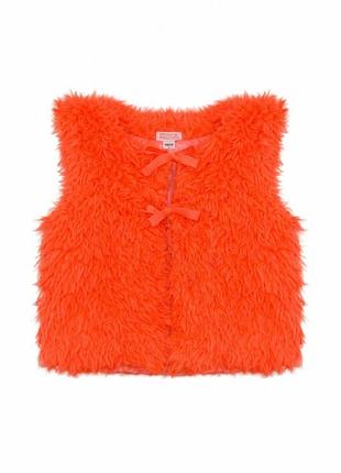Теплый жилет с искуственого меха для девочки kiddo 1-eg063 122-128 см (6-8 years) оранжевый