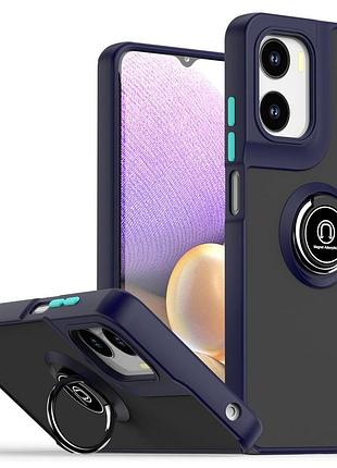 Чохол fiji colorframe для motorola e15 матовий бампер з кільцем підставкою dark blue