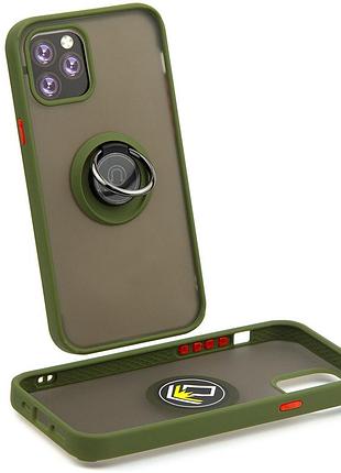 Чохол fiji colorframe для apple iphone 12 mini матовий бампер з кільцем підставкою khaki
