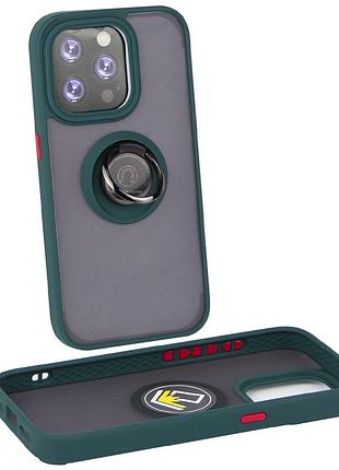 Чохол fiji colorframe для apple iphone 15 pro матовий бампер з кільцем підставкою green
