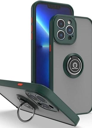 Чехол fiji colorframe для apple iphone 15 pro max матовый бампер с кольцом подставкой green