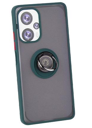 Чехол fiji colorframe для xiaomi redmi note 12 turbo матовый бампер с кольцом подставкой green