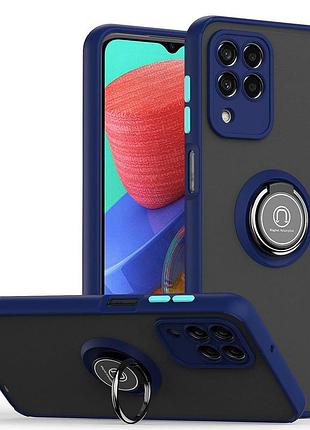 Чохол fiji colorframe для samsung galaxy m33 5g (m336) матовий бампер з кільцем підставкою dark blue