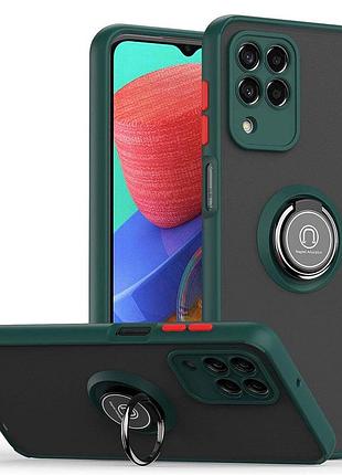 Чохол fiji colorframe для samsung galaxy m33 5g (m336) матовий бампер з кільцем підставкою green