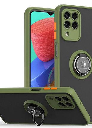 Чехол fiji colorframe для samsung galaxy m33 5g (m336) матовый бампер с кольцом подставкой khaki