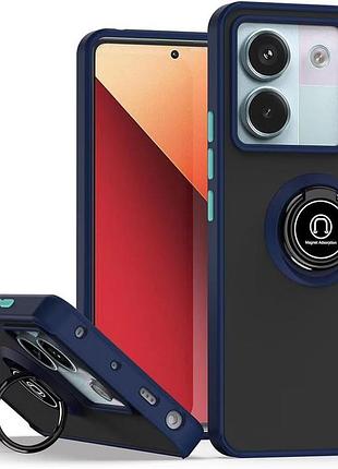 Чехол fiji colorframe для poco m7 pro 5g матовый с кольцом подставкой dark blue