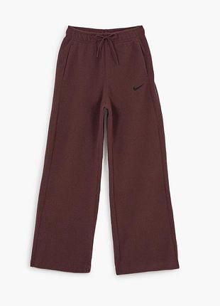 Жіночі теплі спортивні теді-штани nike pant wide plush bordo, бордо l
