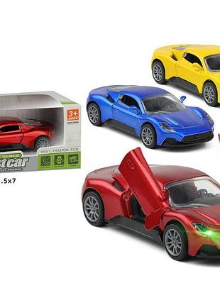 Машинка 1:32 металлическая инерционная спортивная, свет, звук