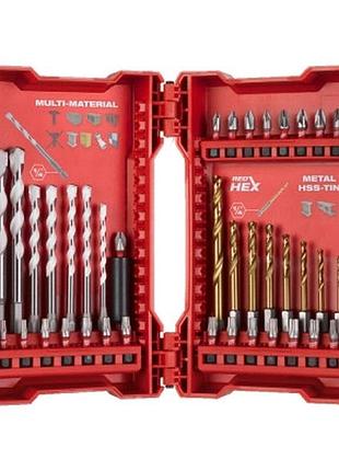 Набір свердл і біт milwaukee shockwave по металлу redhex tin mm 5.5, 39 шт. (4932479853)