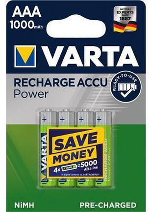 Аккумулятор varta aaa rechargeable accu 1000mah * 4 (05703301404)