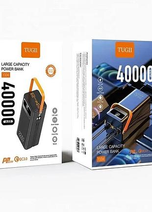 Умб power bank wuw-tugii y104 40000mah pd22,5w з кабелями type-c.,ip, micro,usb (чорний) 62399