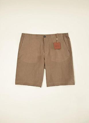 Шорты мужские loro piana, натуральный лен, голубые, с эластичным поясом