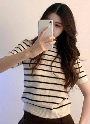 🖤футболка смугаста трикотажна жіноча h&m🖤
