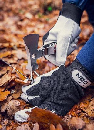 Перчатки рабочие neo tools, свиная кожа, фиксация запястья, р.8, черно-белый 6