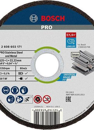 Диск отрезной bosch professional stand по металлу, 125х1.0х22.2мм, 10шт