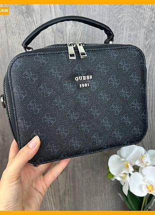Модная женская мини сумочка клатч guess черная сумка на плечо для стильных девушек эко-кожа