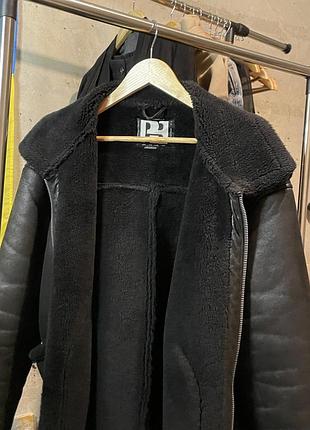 Куртка-дублянка pull and bear, чорна, поліестр, розмір xl