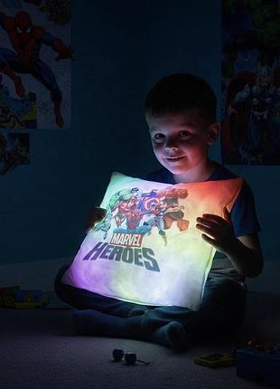 Подушка ночник герои марвел (marvel heroes) мстители - подарок мальчику, декор в детскую комнату хутро плюш