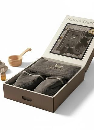 Мужской набор в баню maison d’or sauna dufour grey хлопок серый