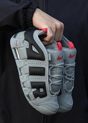 👟 кроссовки nike air more uptempo low grey black red / наложка bs👟