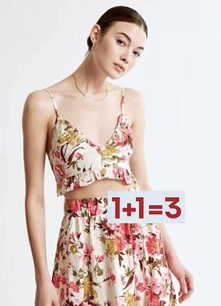 1+1=3 🎁 новый невероятный топ в цветочный принт 53% лен от abercrombie &amp; fitch