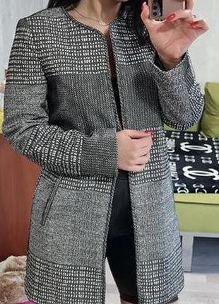 L кардиган h&m демі вище коліна жіночий на підкладці без застібок сірий рябий