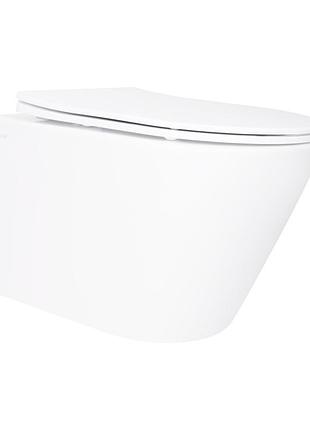 Унитаз подвесной qtap swan безободковый с сиденьем soft-close qt16335180w