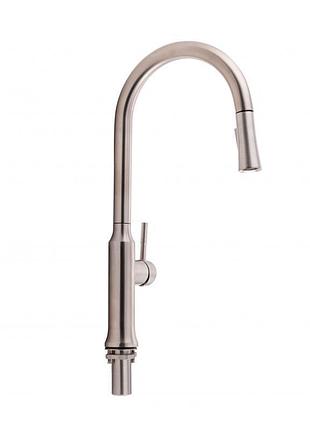 Змішувач для кухні qtap baruska з висувним виливом qtbar9137103un brushed nickel pvd