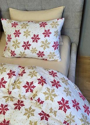 Снежинка желт/бежевый песок, turkish flannel (полуторный)
