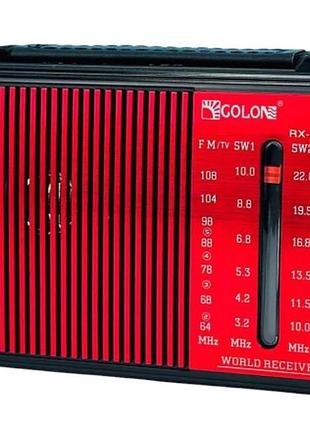 Радіоприймач golon rx-a08ac червоний портативний fm am sw з usb sd акумулятор