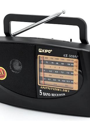 Радиоприемник kipo kb-408ac портативный am/fm/sw с аккумулятором и сетевым питанием