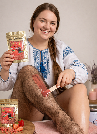 Воск для депиляции (гранулы) strawberry, hard wax beans