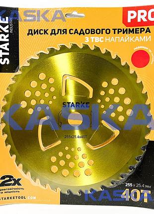 Диск starke pro 8007 255mm*25.4*40t посилений + 3 зуба підрізача для садового тримера (бензокоси) ) з твердосплавними напайками