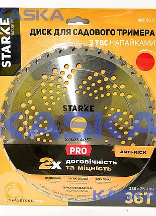 Диск starke pro 8002 230mm*25.4*36t посилений протиударний зуб для садового тримера (бензокоси) ) з твердосплавними напайками