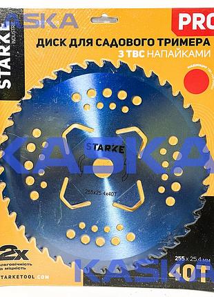 Диск starke pro 8009 255mm*25.4*40t посилений + 4 зуба підрізача для садового тримера (бензокоси) ) з твердосплавними напайками