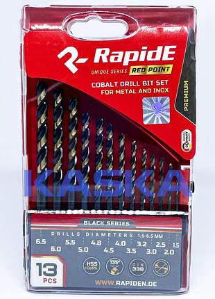 Набір кобальтових свердел по металу rapide red point 13шт black series