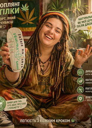 Стельки из конопли (hemp) экологичные, дышащие, натуральные