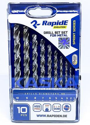 Набір свердел по металу rapide hss pro 10шт sprint series (1,2,3,4,5,6,7,8,9,10)