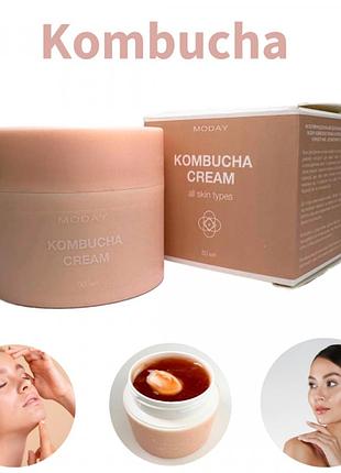 Мультифункціональний двухфазний крем для обличчя moday kombucha cream на основі ферментованого чорного чаю, астаксатіну та