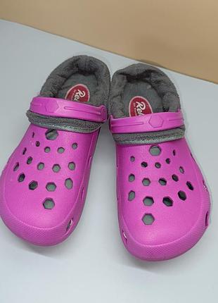 Кроксы женские pinkstep утепленные сабо резиновые розовые с подкладкой 35 (указано 39)